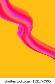 Music poster with pink 3d elements on a yellow background.