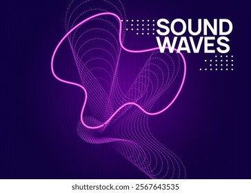 Music Poster. Psychedelic Audio Invitation. Electro Cover. Party Festival Template. Pink Sound Background. Green Night Club Banner. Fest Set. Violet Music Poster