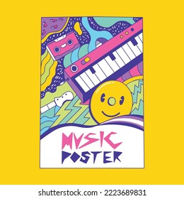 Music poster with psychedelic shape illustration