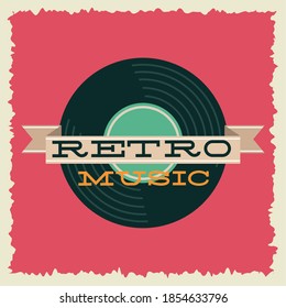 music poster retro style with vinyl disk vector illustration design