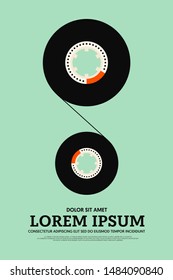 Music poster template background decorative with cassette tape vintage retro style. Graphic design element can be used for backdrop, banner, brochure, leaflet, publication, vector illustration