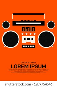 Music poster template design modern retro vintage style. Can be used for background, backdrop, banner, brochure, leaflet, flyer, advertisement, publication, vector illustration