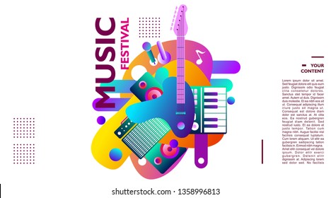 Music poster template for event and festival. Banner layout for promotion and publication on white background