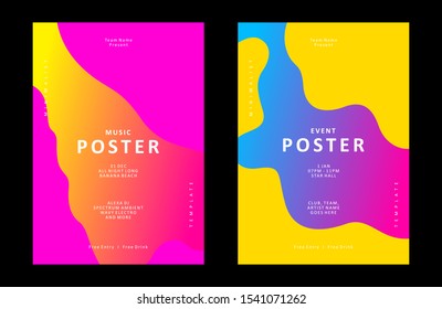 music poster template with liquid shape. A4 promotion publication for print. Editable vector illustration.