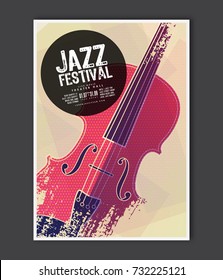 Music poster template. Vector Jazz music flyer background with violin flat illustration. A4 size flyer.