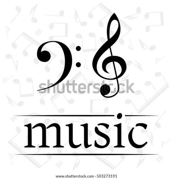Music Poster Treble Clef Bass Clef Stock Vector Royalty Free