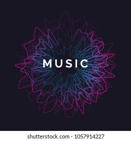 Music poster. Vector abstract background with dynamic waves, line and particles. Illustration suitable for design