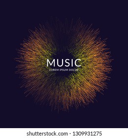 Music poster. Vector abstract background with dynamic waves, line and particles. Illustration suitable for design