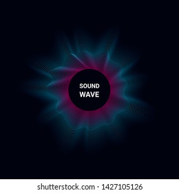 Music Poster. Vector Abstract Background With Dynamic Sound Waves, Line And Particles. Illustration Suitable For Design. Sound Circle Wave. Abstract Music Ripple, Audio Amplitude Waves Flux Vector