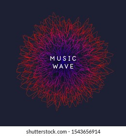 Music poster. Vector abstract background with dynamic waves, line and particles. Illustration suitable for design