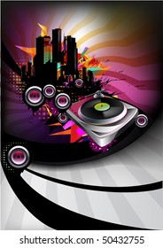 Music poster with vinyl player