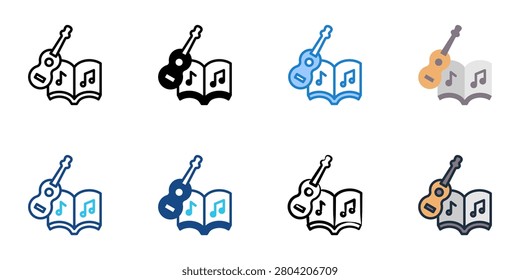Music practice icons set multiple style collection. Editable stroke 
