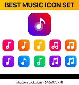 Music premium icon set for web and mobile apps, song symbol, line and filled, flat design, music note
