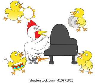 The music presentation of the chicken.