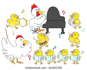 The music presentation of the chicken.