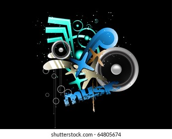 Music presentation | poster. All elements are on separate layers named accordingly. Vector illustration.