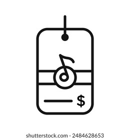 Music Price icon Black line art vector