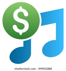 Music Price vector toolbar icon for software design. Style is a gradient icon symbol on a white background.