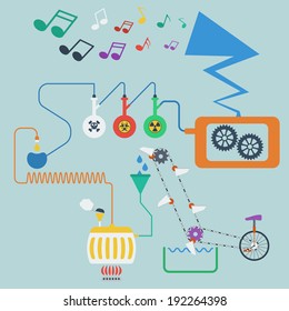 Music production process. Concept. Vector illustration