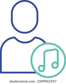 music profile outline dual color vector illustration icon design