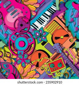 Music psychedelic seamless pattern eps10