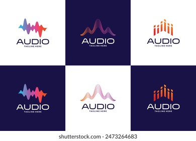 Music pulse audio sound logo design collection