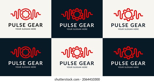 music pulse gear inspiration logo for entertainment, wellness, therapy and repairing