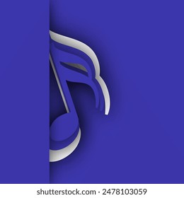 Music Quarter Note Isolated on Blue Background.