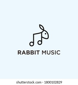 music rabbit logo design icon vector illustration