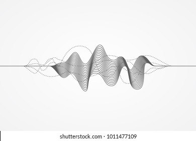 Music radio sound wave. Sign of audio digital record, vibration, pulse and music soundtrack. Vector illustration. Flat design