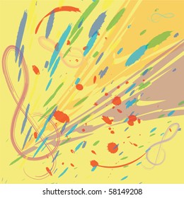 Music rainbow background with treble clef