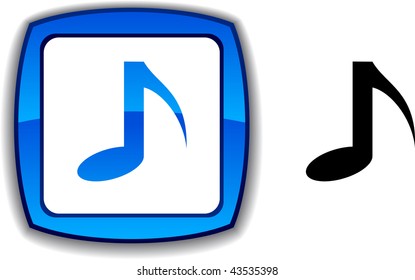 Música   botón realista. Ilustración vectorial.