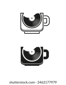 Music record cup cafe logo