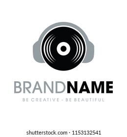 Music Record Logo Design Vector