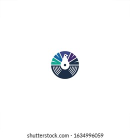 music record logo peacock design vinyl record