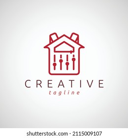 Registro de música, mezcla de logotipo con vector de señal de mochila