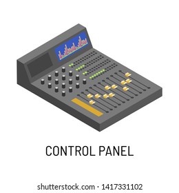 Control Panel für Musikaufnahmen von Studios, einzelne Objektvektorsongs und Tracks, Aufzeichnungsschalter und Regler für automatische Stimmtunfunktion, Einstelleinrichtung und Musikproduktionstool
