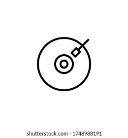 Music record vector icon in black line style icon, style isolated on white background