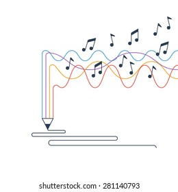 Music recording concept. Creative process of writing a song.