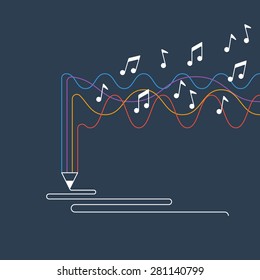 Music recording concept. Creative process of writing a song.