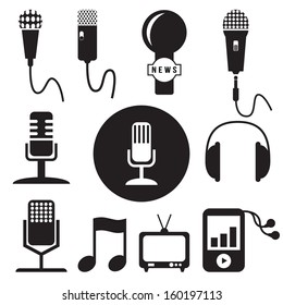 Music and recording studio icons set, vector format