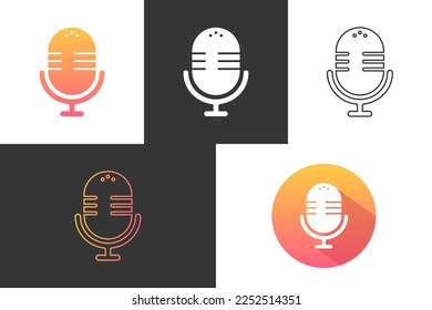 Music Recording Studio Mic Colorful Icon Logo Vector Illustration Set