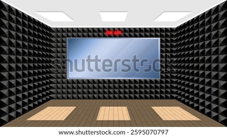 Music recording studio room covered with sound insulating panels made of textured foam. Specialized room for vocal and musical auditions with echo and noise reduction. Realistic vector