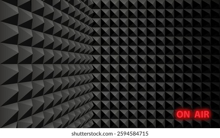 Music recording studio walls covered with sound insulating panels made of textured foam. Special material for broadcast recording room cladding with echo and noise reduction backdrop. Realistic vector