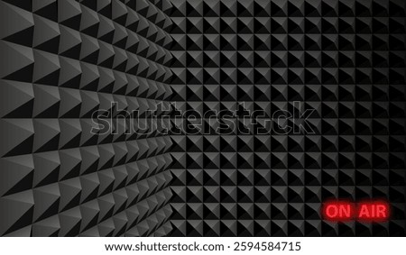 Music recording studio walls covered with sound insulating panels made of textured foam. Special material for broadcast recording room cladding with echo and noise reduction backdrop. Realistic vector