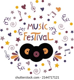 Music records, concept in circle music festival