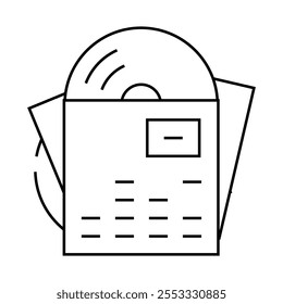 Musik nimmt Linie Symbol Vektor auf. Musikaufnahmen signieren. isoliertes Kontursymbol, schwarze Illustration