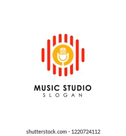 music records logo design. microphone icon symbol design