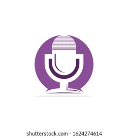 Music records logo design. microphone icon symbol design.	
