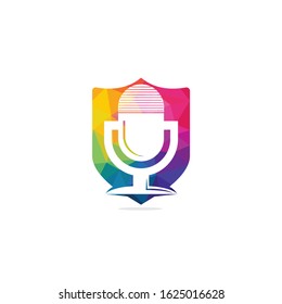 Music records logo design. microphone icon symbol design.